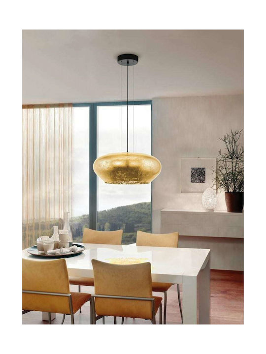 Eglo Priorat Κλασικό Κρεμαστό Φωτιστικό Τρίφωτο με Ντουί E27 σε Κίτρινο Χρώμα 39595